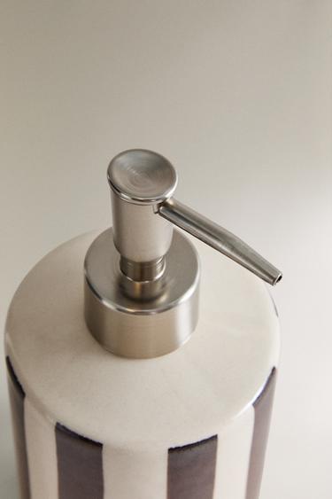 BROWN STRIPED SOAP DISPENSER - Brown by Zara - Image 1