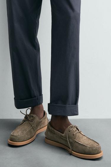 КОЖАНЫЕ ТОПСАЙДЕРЫ — Зеленый от Zara