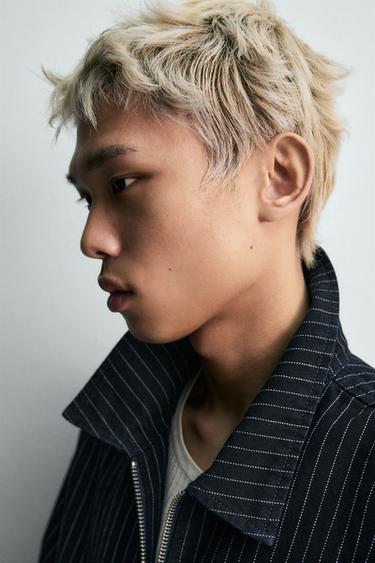 リラックスフィットピンストライプ柄ジャケットブルーZaraのリラックスフィットピンストライプ柄ジャケット - ブルー 