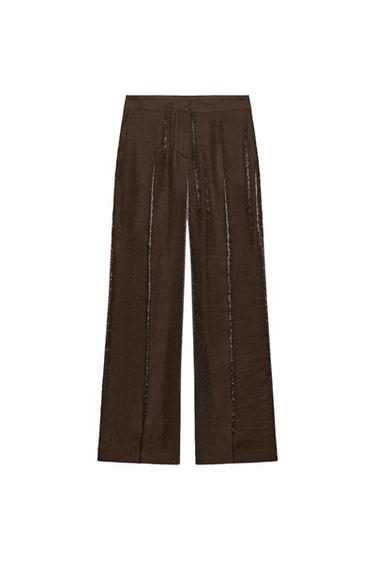 SHINY EFFECT STRAIGHT TROUSERS