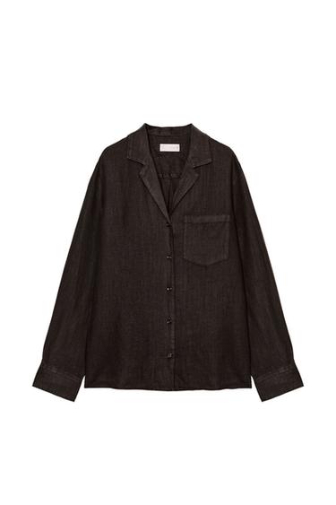 ZW COLLECTION LINEN SHIRT WITH POCKET - Brown by Zara