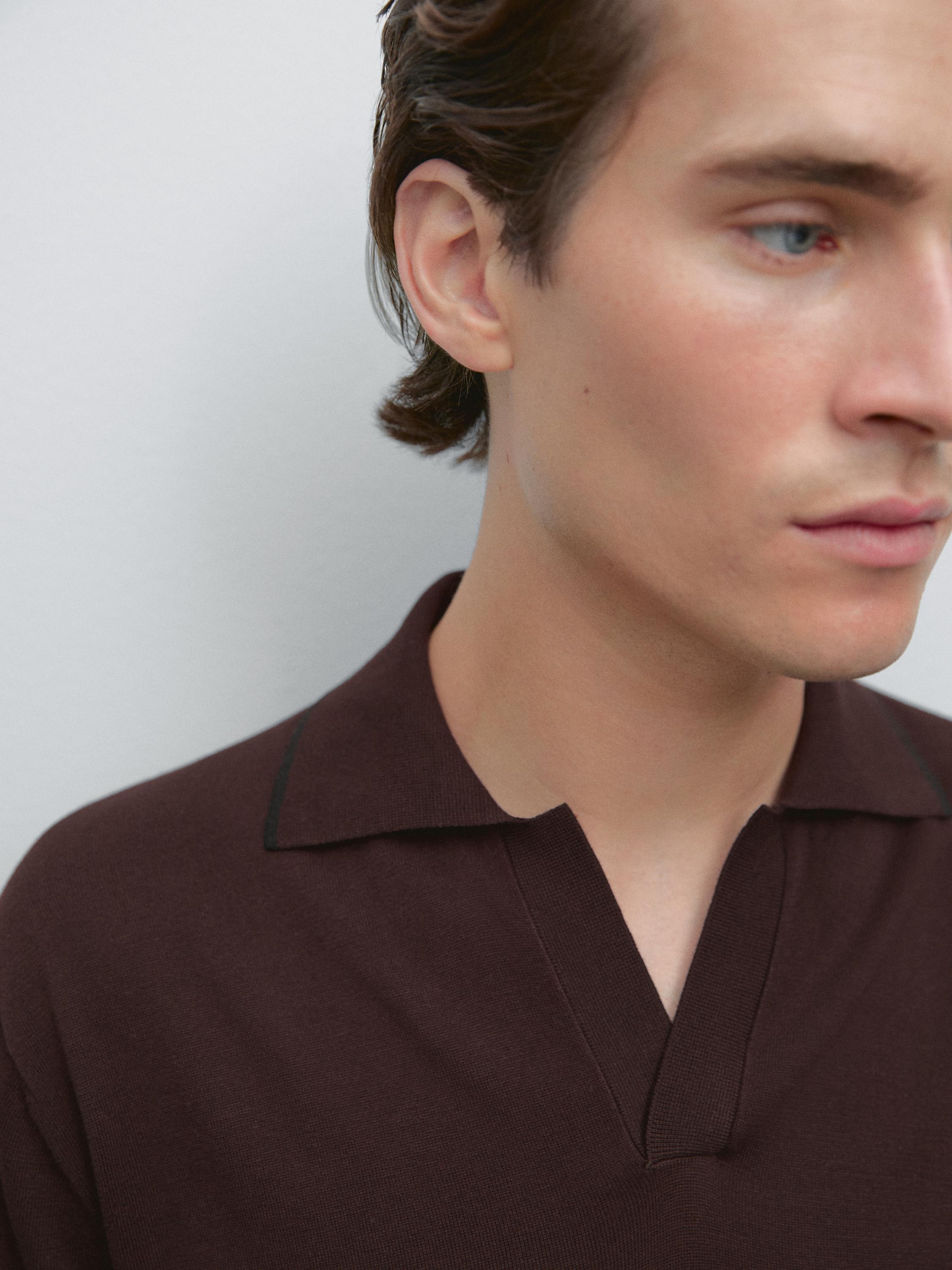 Knit polo shirt with contrast detail