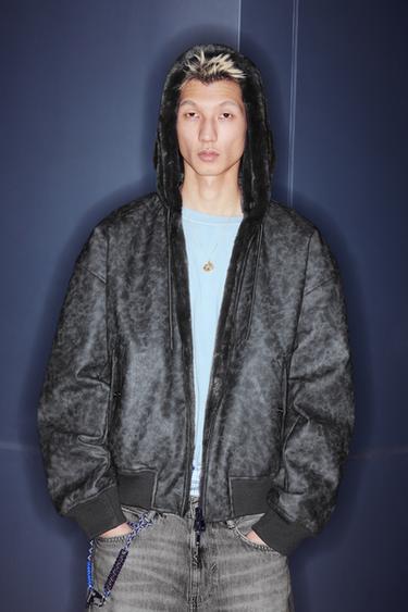 REVERSIBLE FAUX LEATHER BOMBER JACKET - Anthracite Grey by Zara