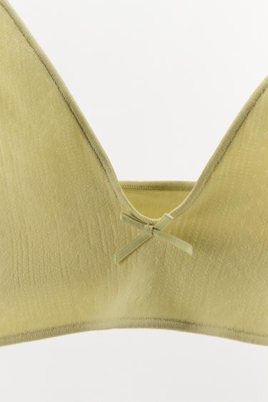 POINTELLE BRALETTE WITH SATIN BOW - Light green by Zara - Image 5