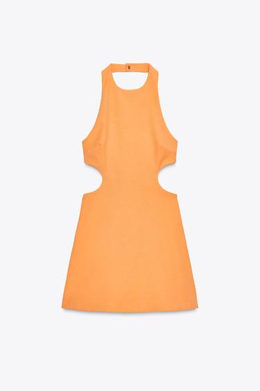 ROBE COURTE HALTÈRE AJOURÉE - Mandarine de Zara - Image 6