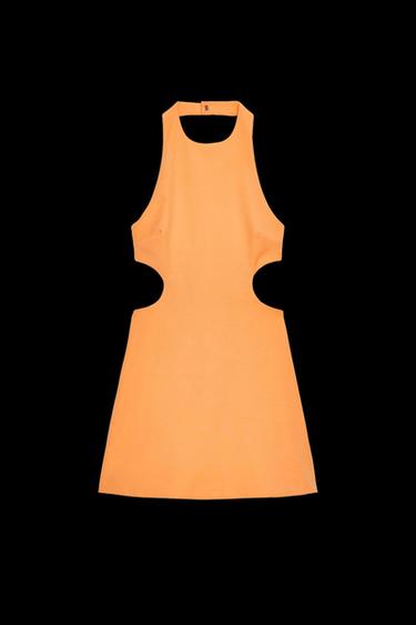 Zara HALTER CUT OUT MINI DRESS - Tangerine - Image 0