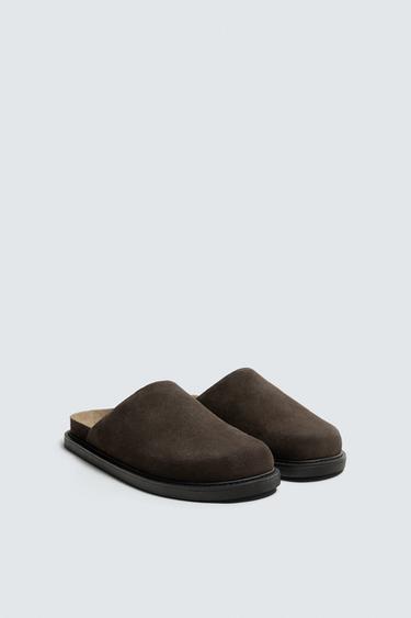 LEATHER CLOGS - Chocolate by Zara
