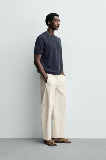 REGULAR FIT KNIT T-SHIRT - Navy blue by Zara - Image 3