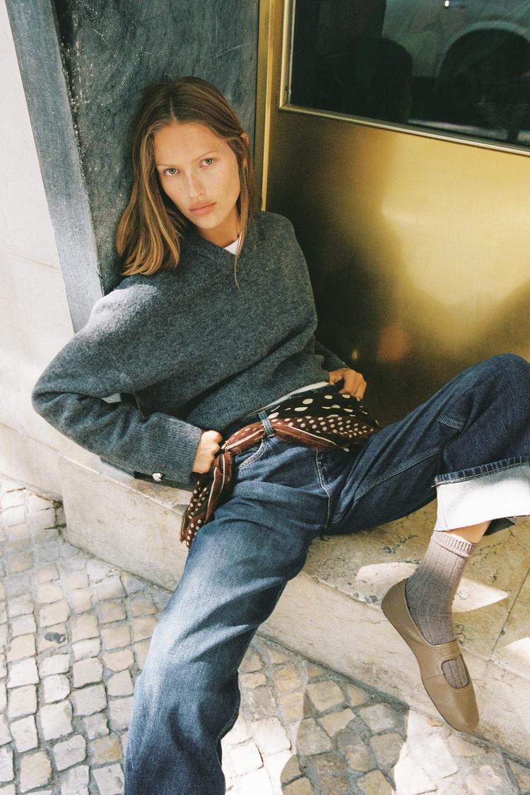 SOFT KNIT BUTTON SWEATER Gray marl ZARA Canada