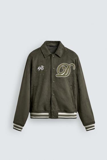 FAUX SUEDE BOMBER JACKET - Light khaki by Zara