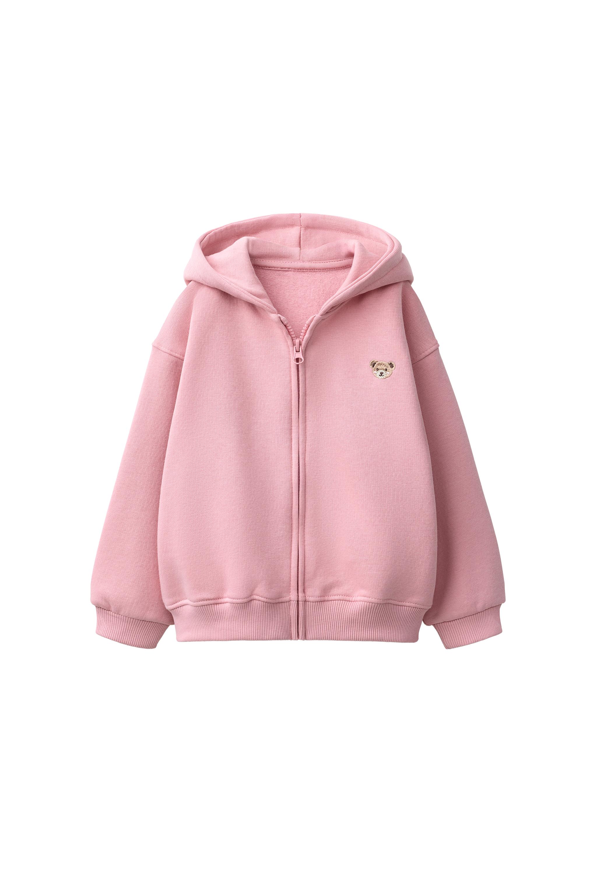 GlamLipsピグメンZIPフーディーセットアップ/ロイヤルパーティZARA EMBROIDERED BEAR ZIP UP HOODIE - Pastel pink | ZARA United States
