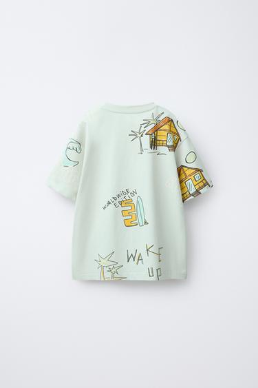 PRINTED T-SHIRT - Sky blue by Zara - Image 1
