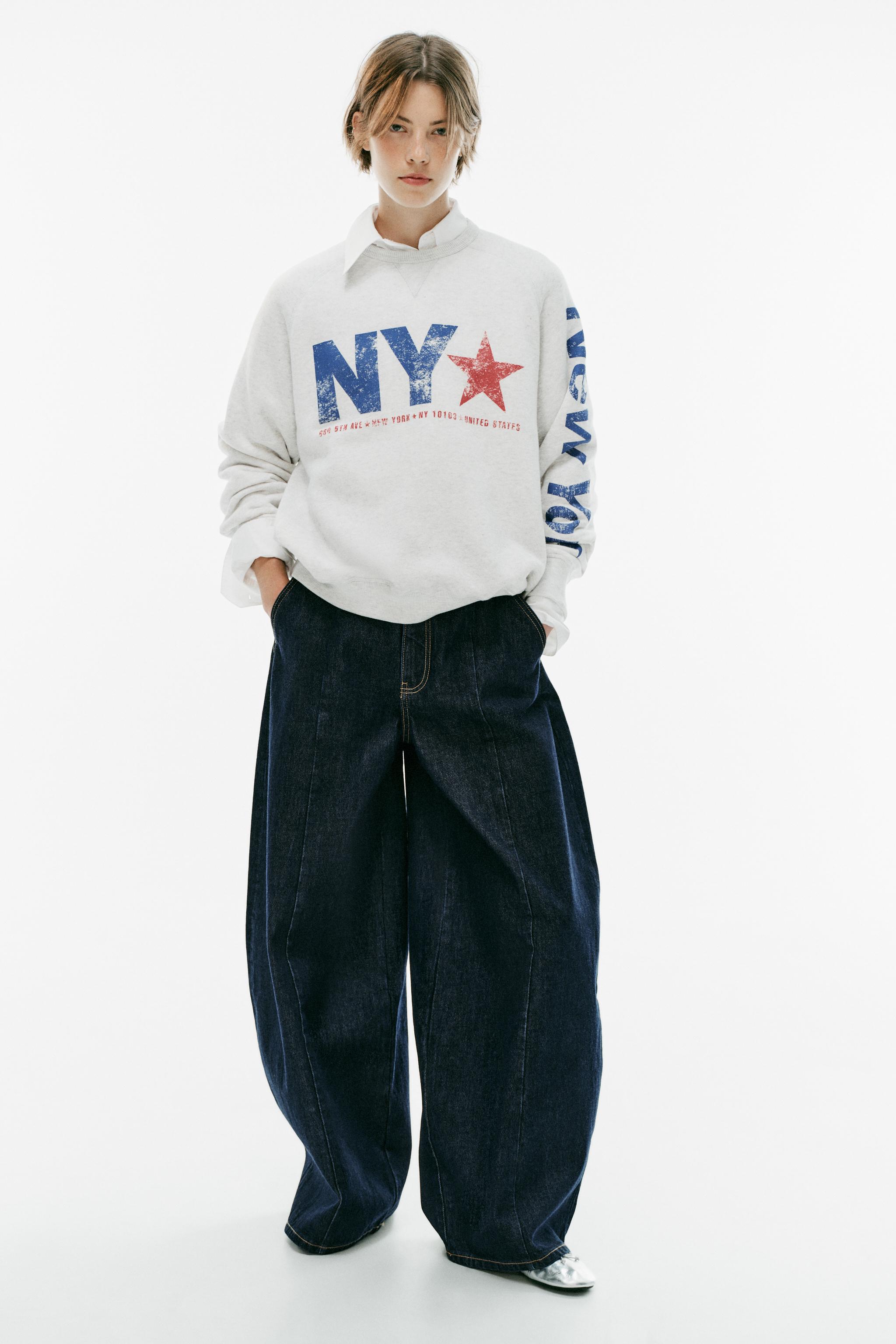 OVERSIZE TEXT SWEATSHIRT — Gray marl