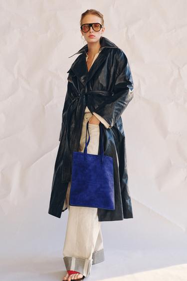 Zara 麂皮托特包 - 藍色