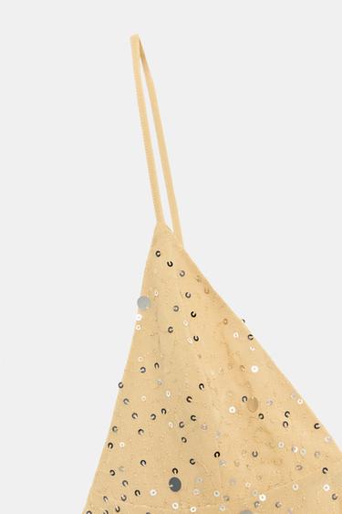 TOP BRETELLES PAILLETTES - Doré de Zara - Image 6