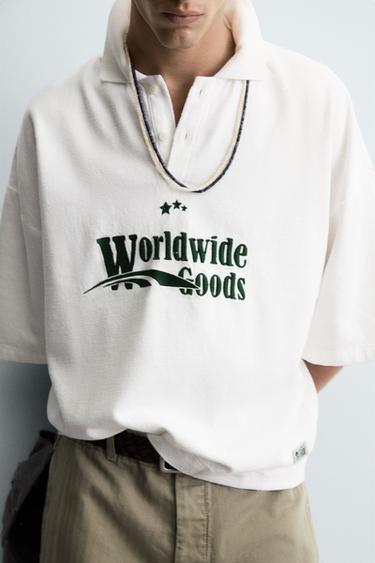 EMBROIDERED BOXY FIT POLO SHIRT - White by Zara - Image 4