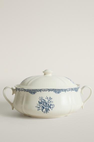 FLORAL EARTHENWARE TUREEN — Blue 1