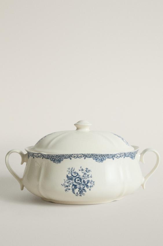 FLORAL EARTHENWARE SERVING TUREEN - Blue by Zara - Image 0