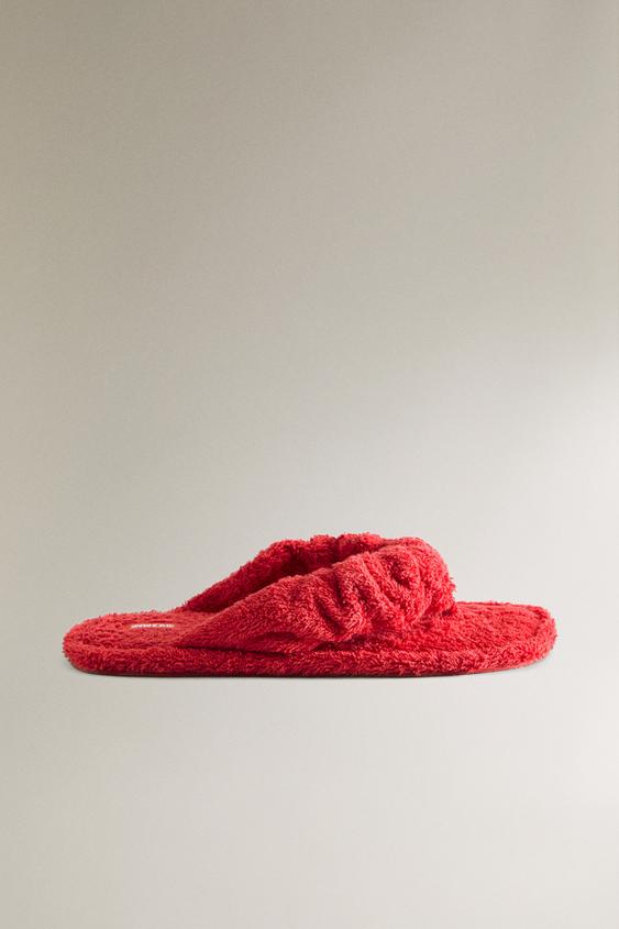 FLAT TERRY SANDALS - Red by Zara - Image 0