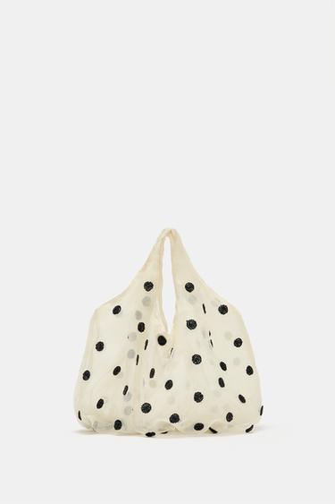 BOLSO DE MANO MESH BEADS - blanco de Zara