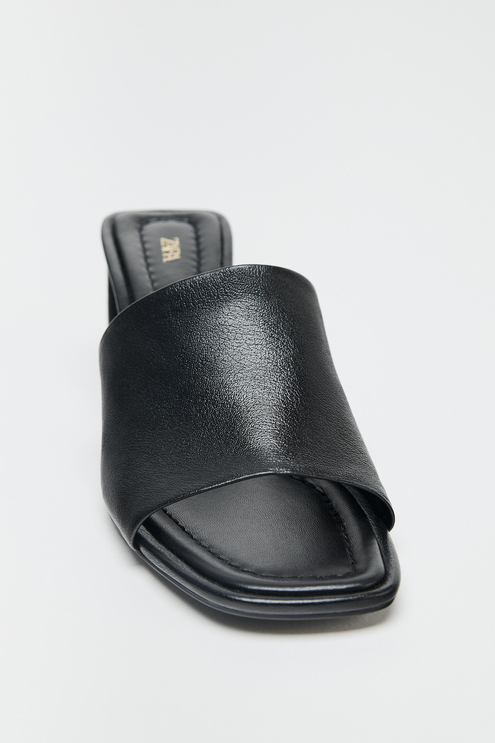 ZARA チャンキーヒール レザーサンダル 2349/510 チャンキーヒール レザーサンダル - ブラウン | ZARA Japan / 日本