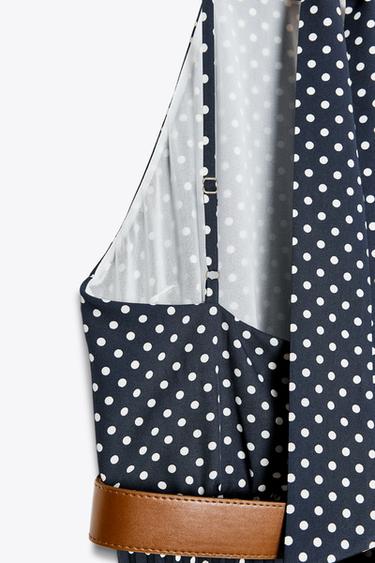 ROBE MIDI HALTER À POIS CEINTURE - Bleu marine de Zara - Image 6