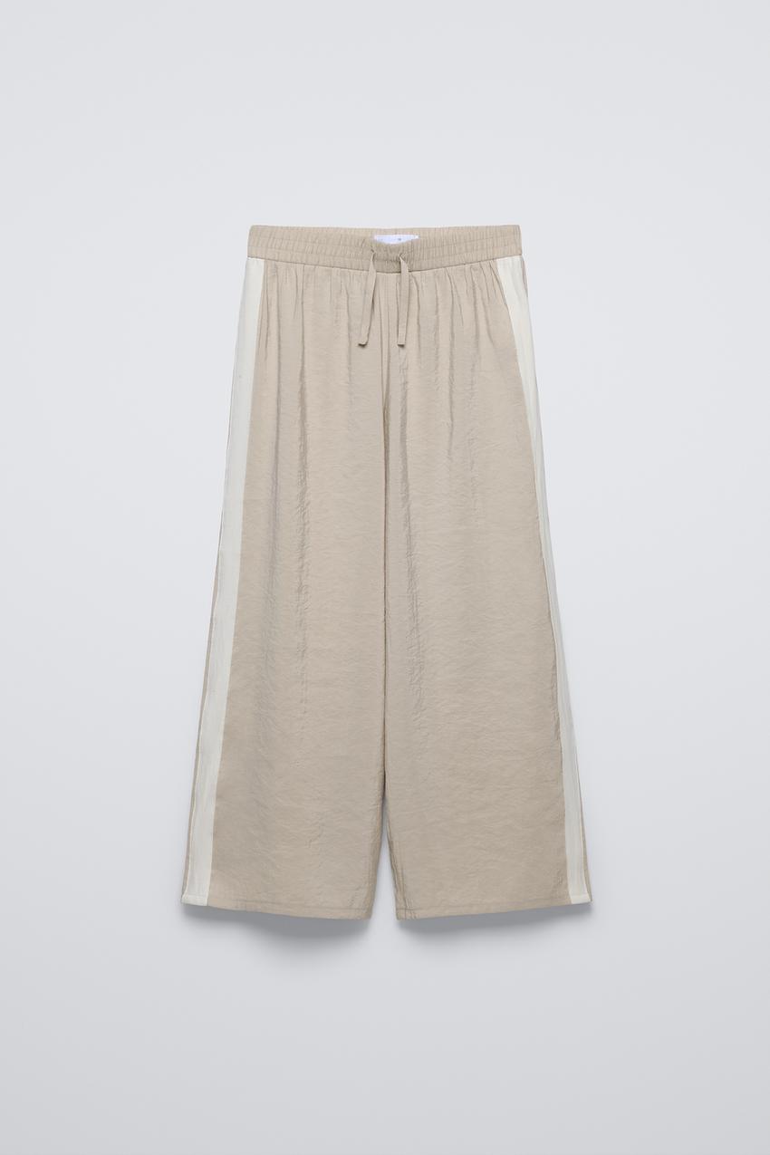 MODAL WIDE-LEG TROUSERS WITH TAPING