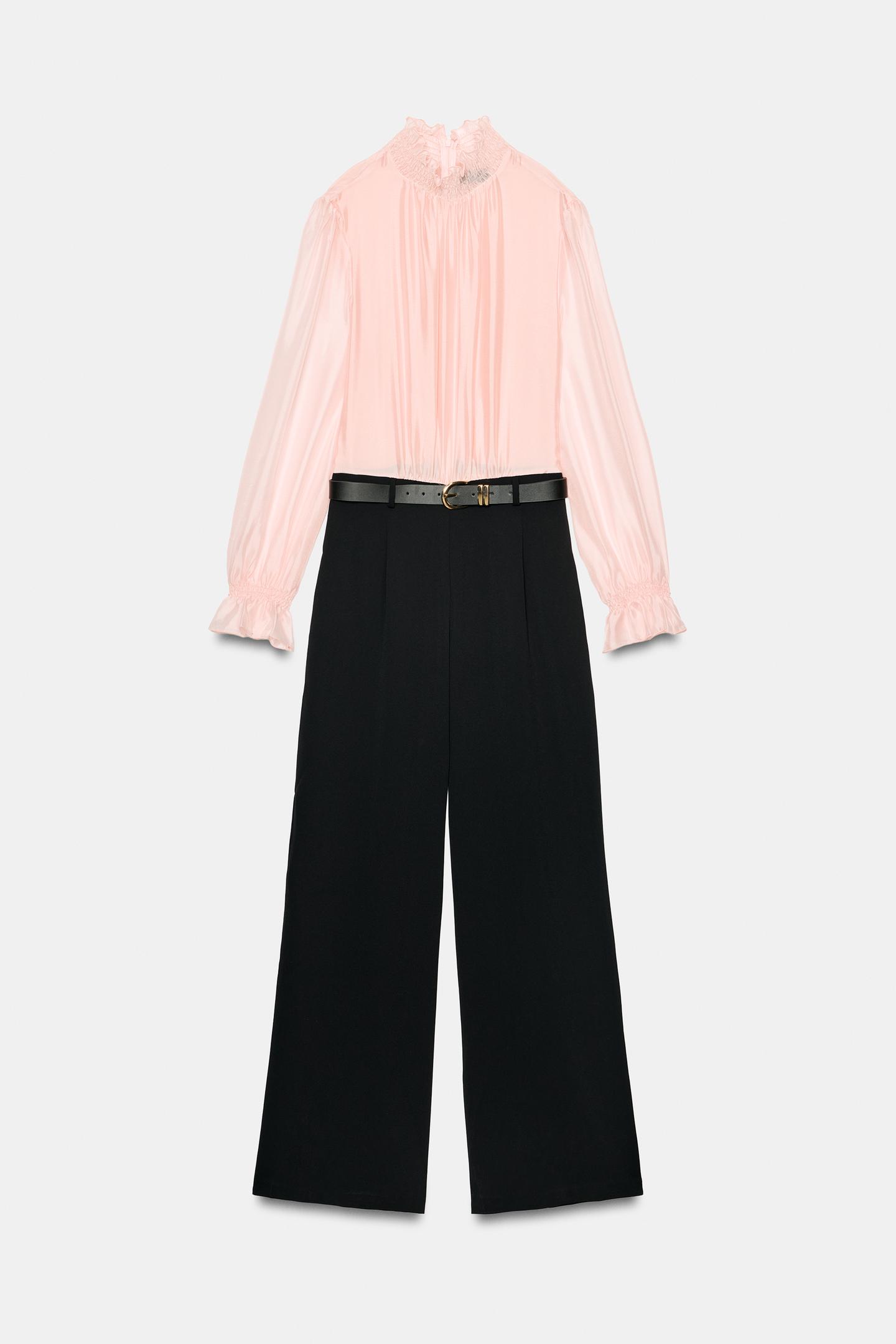 Женский комбинезон Zara Combined Belted Jumpsuit, цвет: Чёрный — фото 8