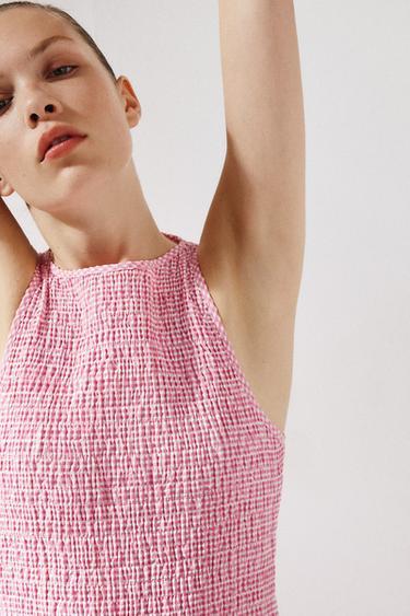 GINGHAM CHECK MIDI DRESS - Pink / White by Zara - Image 5