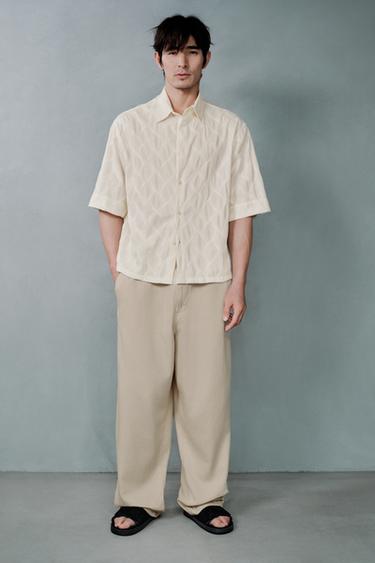 TEXTURED RELAXED FIT TROUSERS - Ecru by Zara