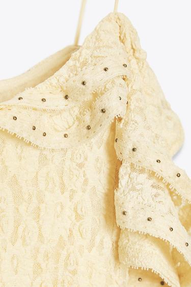 STUDDED LACE DRESS - Yellow by Zara - Image 8