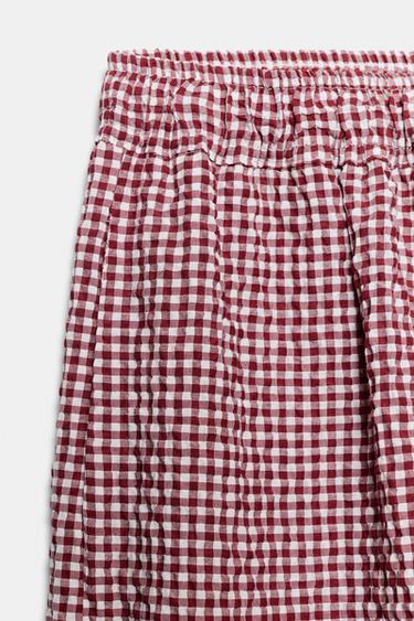 GINGHAM SAROUEL TROUSERS - White / Red by Zara - Image 8