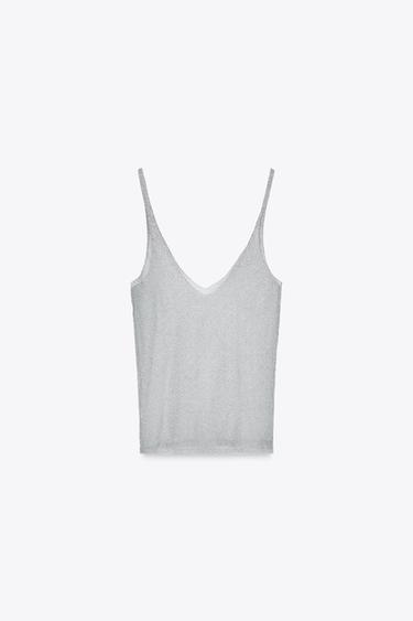 TOP À BRETELLES EN FIL MÉTALLISÉ - Argent de Zara - Image 5