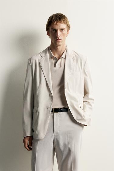 Zara WASHED EFFECT RELAXED FIT BLAZER - Stone
