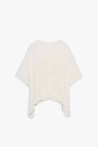 ASYMMETRIC TEXTURED CAPE - Ecru by Zara - Image 6