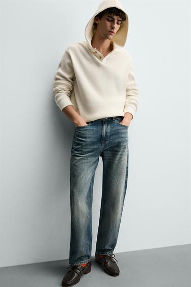 WAFFLE-KNIT HOODIE - Light beige by Zara - Image 5