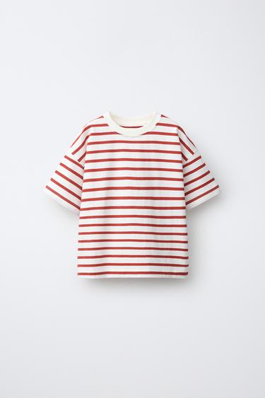 CAMISETA RAYAS - Rojo de Zara