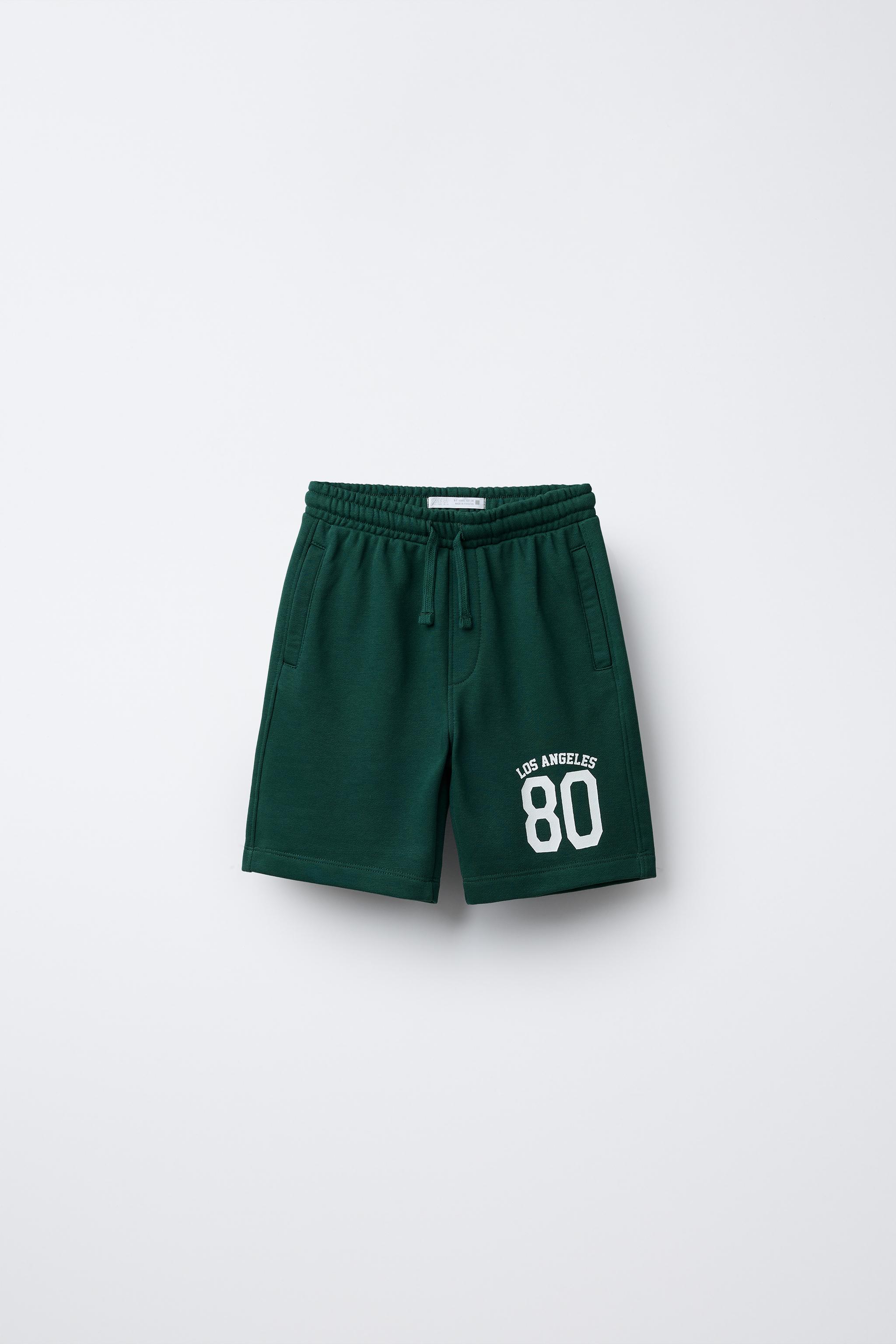 VARSITY JOGGING SHORTS - Dark green | ZARA United States