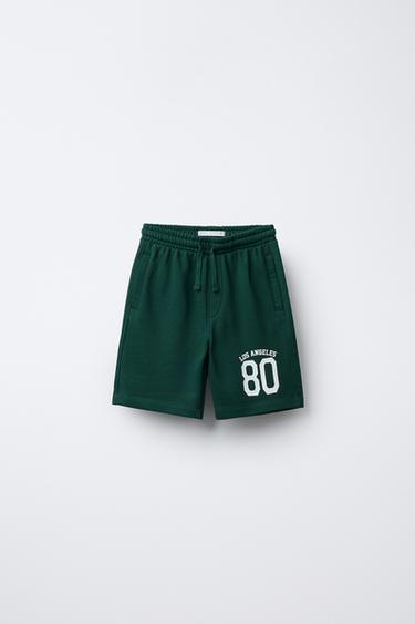 SHORT DE JOGGING VARSITY - Vert foncé de Zara