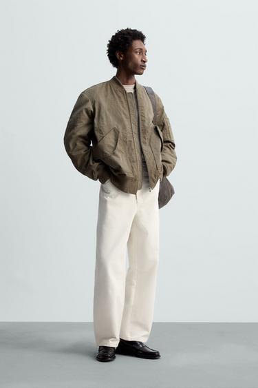 PADDED BOMBER JACKET - Brown / Green by Zara - Image 0