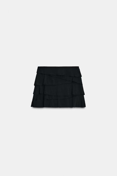 RUFFLED SKORT - Black by Zara