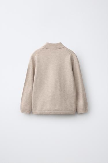 MOCK NECK KNIT SWEATER — Light beige 2