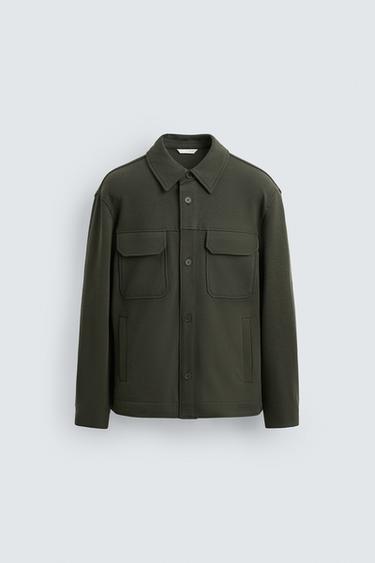 COMFORT TEXTURED OVERSHIRT - Dark green by Zara