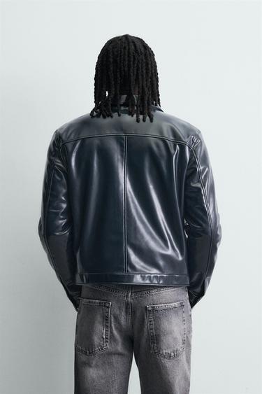 SURCHEMISE EFFET VINYLE - Bleu marine foncé de Zara - Image 2