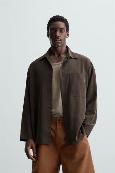 OVERSIZED FIT SHIRT - Chocolate by Zara