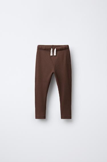 LEGGING RIB ETIQUETA - Marrón de Zara