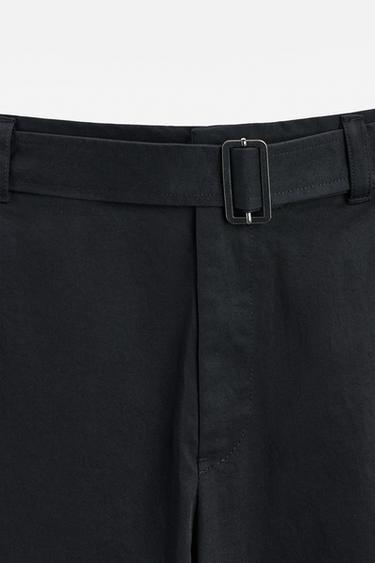 PANTALON COUPE LARGE AVEC CEINTURE - Bleu marine de Zara - Image 7