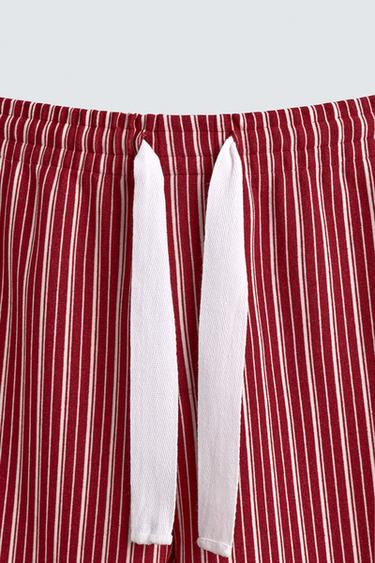 STRIPED RELAXED FIT TROUSERS - Red by Zara - Image 7