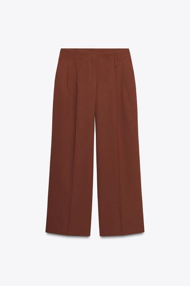 PANTALÓN PLIEGUES - Marrón de Zara