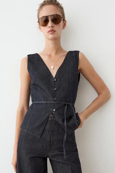 Chaleco denim total look - Azul de Zara